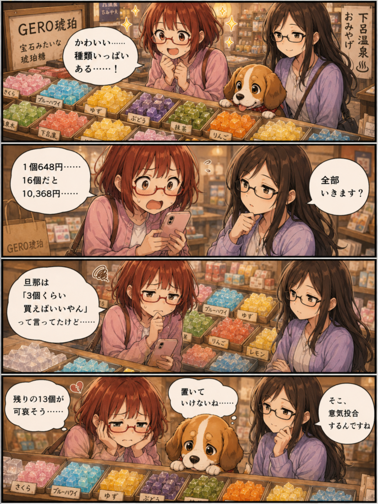 下呂のお土産GERO琥珀を何個買うか悩むまさみとのあとアニめろ
