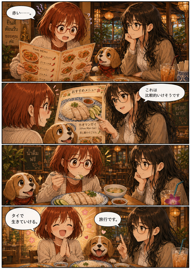 タイ料理カオマンガイを楽しむまさみとのあとアニめろ